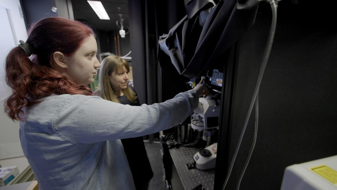 Kendyll Burnell is a third-year student studying the role of inhibition in adult plasticity in the lab of Professor Elly Nedivi at The Picower Institute for Learning and Memory. Burnell is supported by the Gerald J. and Marjorie J. Burnett Fellowship.  Photo: Endeavor Film